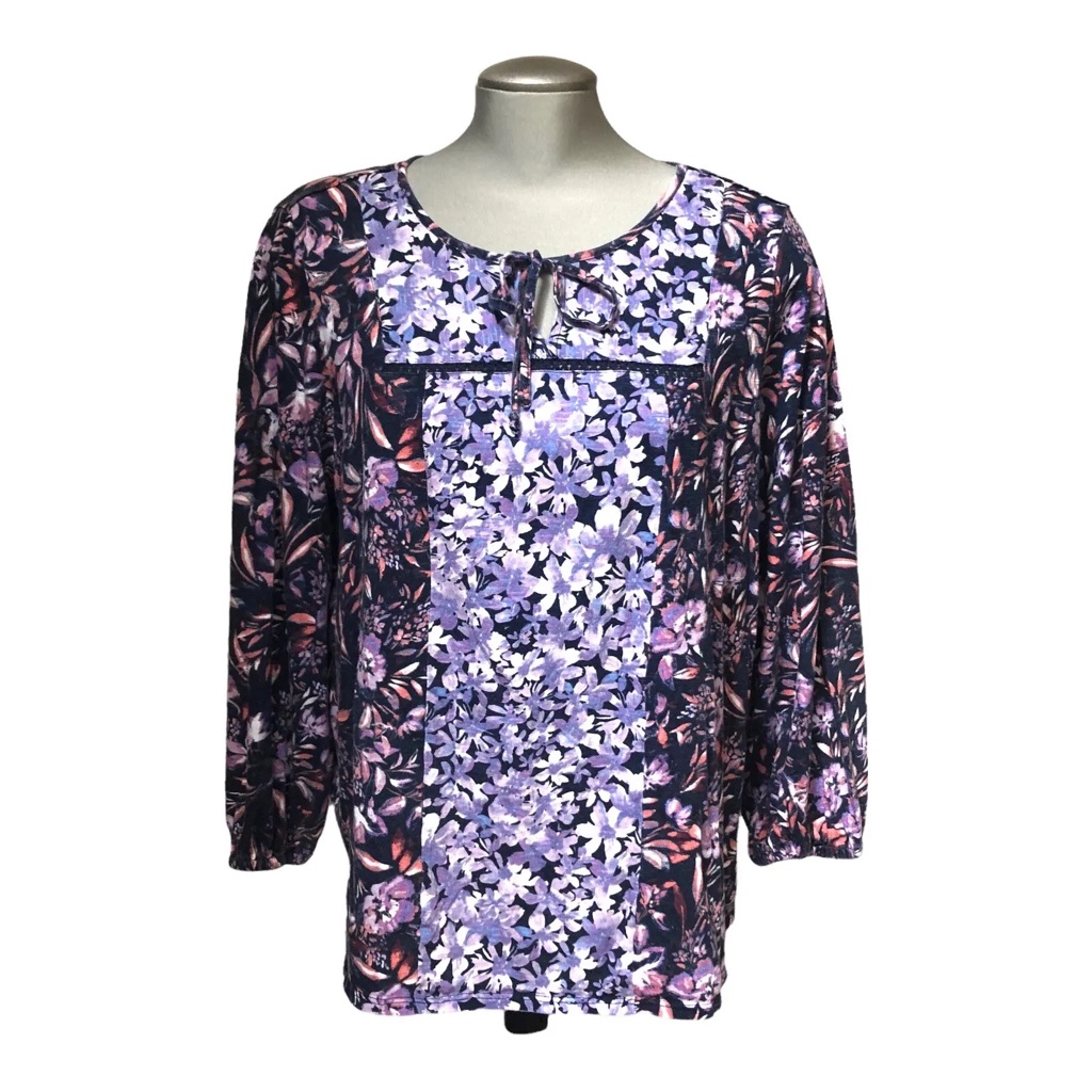 Vintage America Size Xl Top Emerson Boho Floral Flowy Cottagecore Hippie Purple